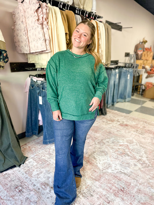 Kelly Green Brushed Melange Oversized Sweater