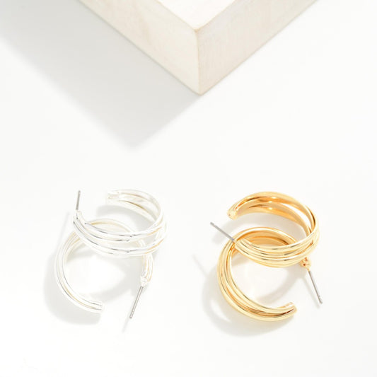 Silver Layered Hoop Earrings