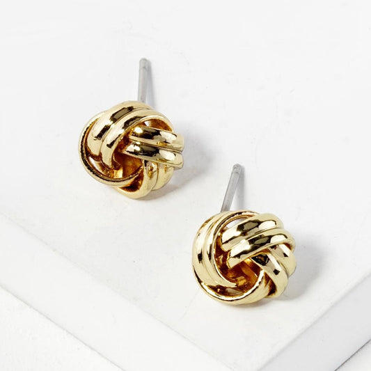 Gold Knot Stud Earrings