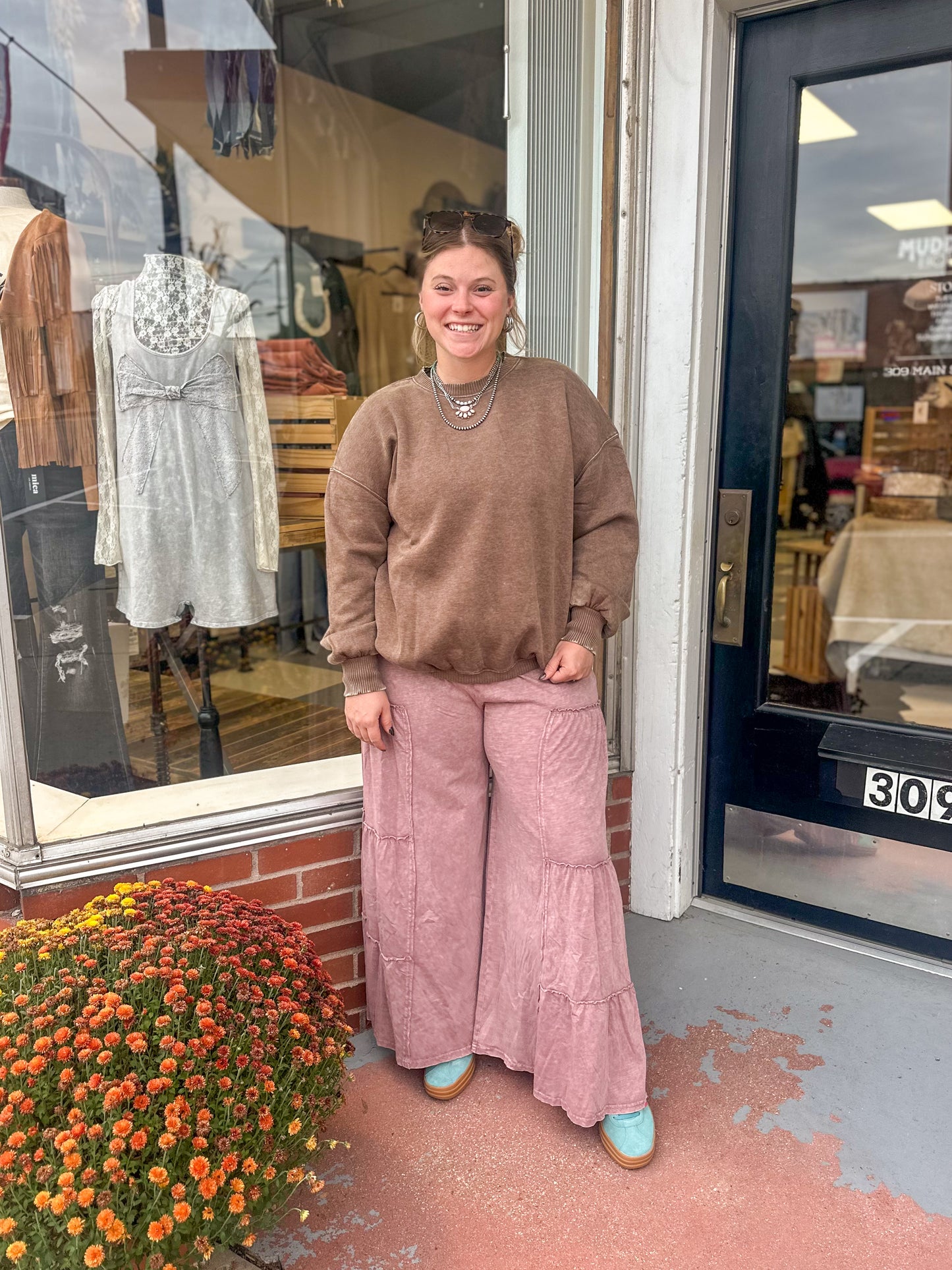 Mocha Washed Oversize Fleece Pullover