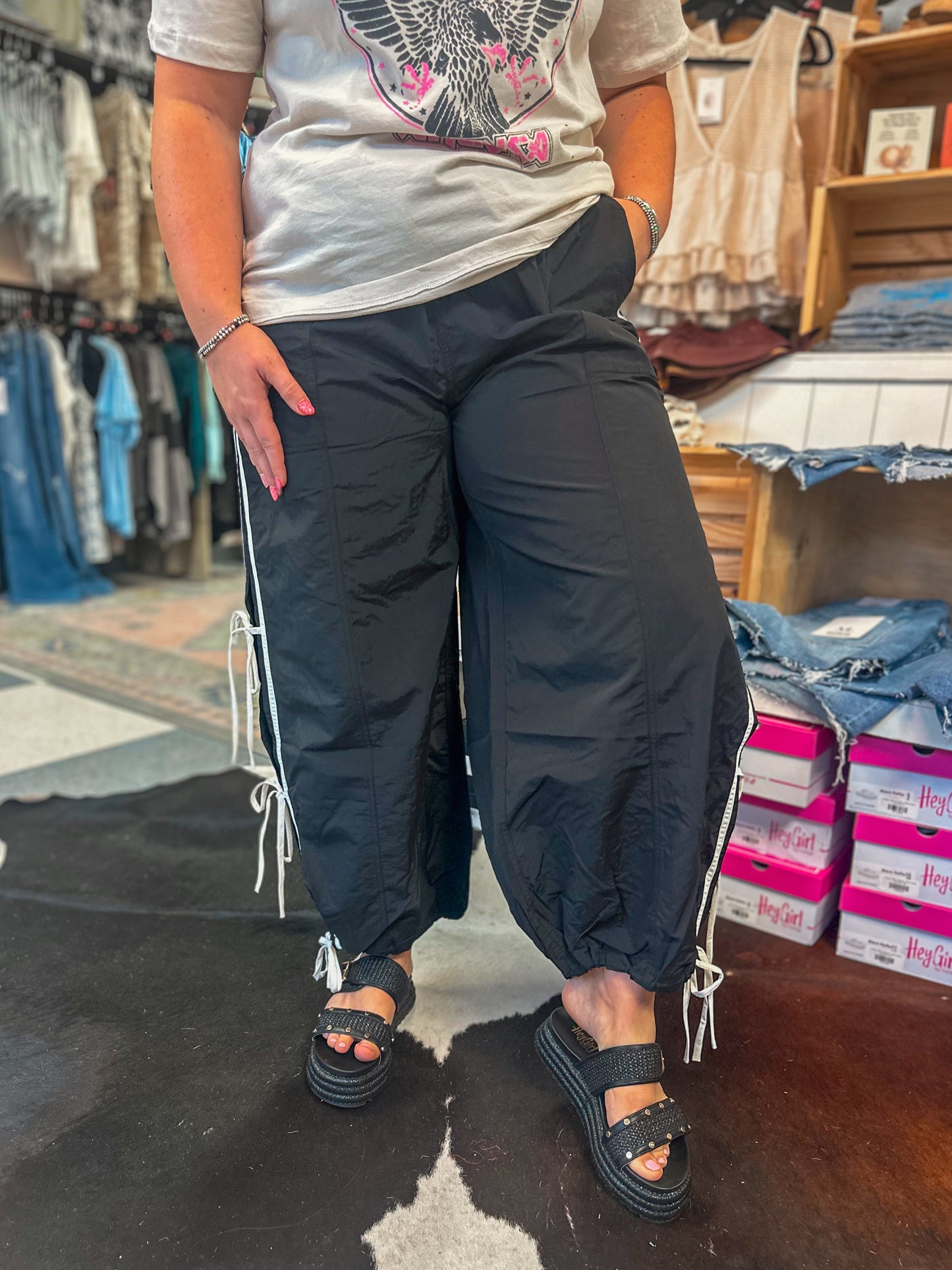 Side Stripe Track Joggers with Ties