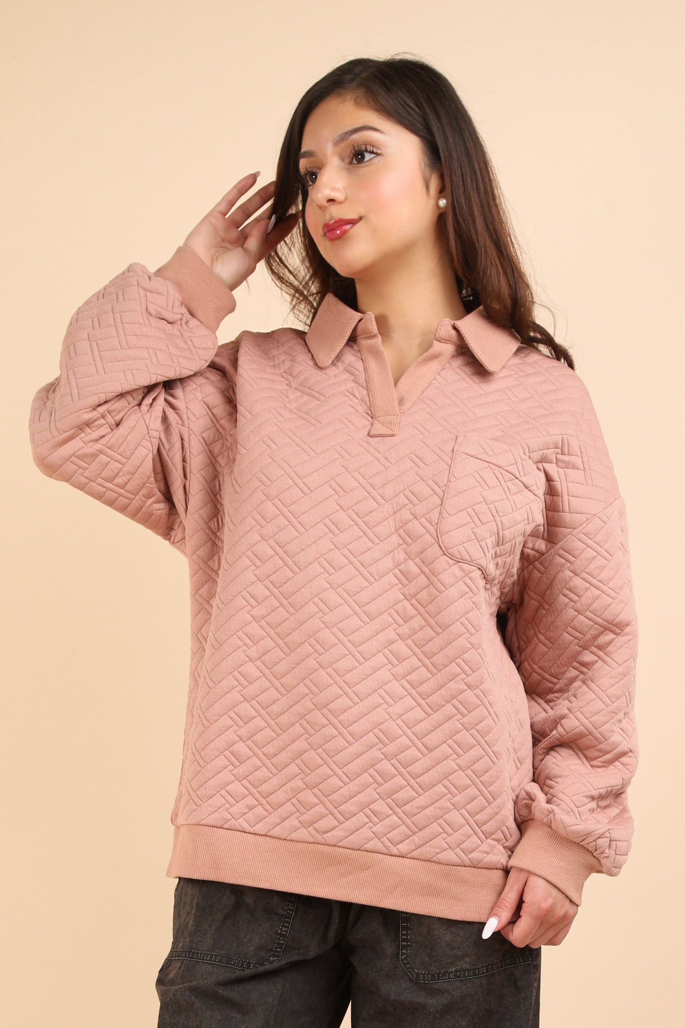 Quilted Puff Long Sleeve Top