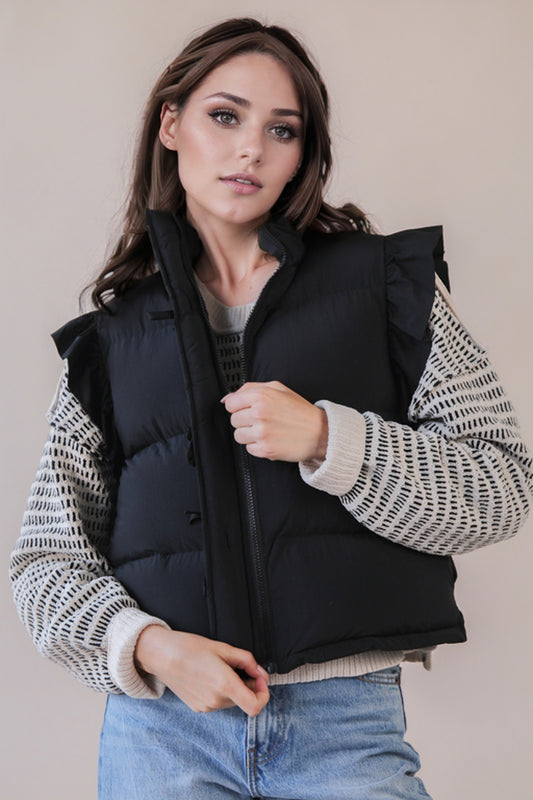 Bow Ruffle Puffer Vest