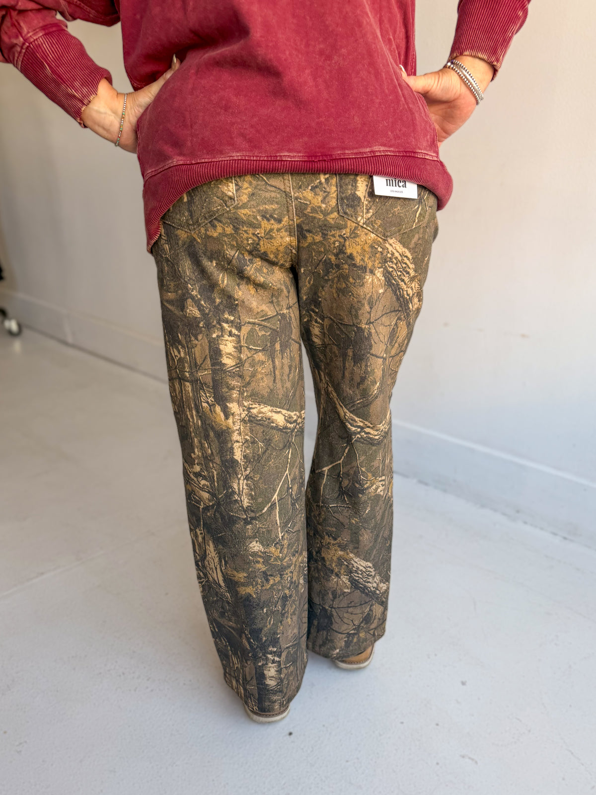 Mica: High Rise Camo Chic Wide Leg Jeans