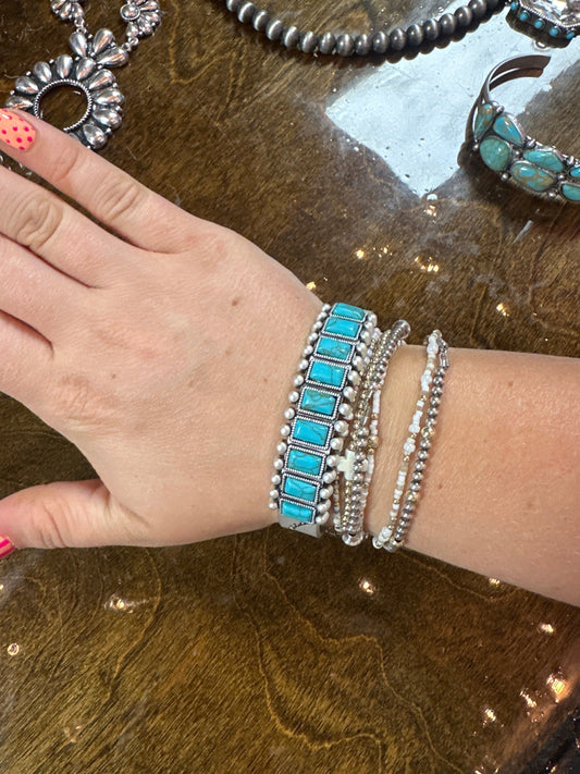 Stacked Faux Turquoise Cuff