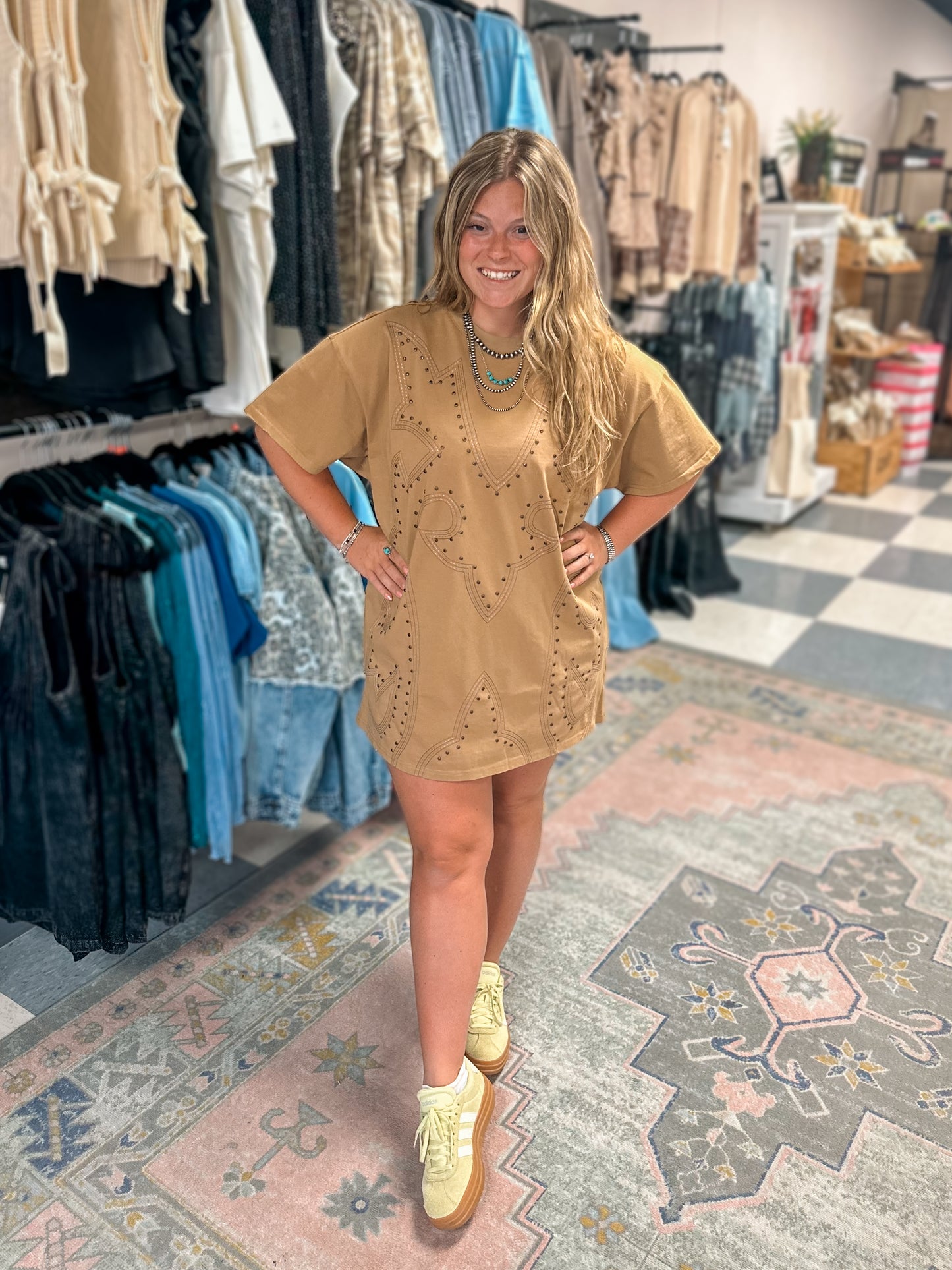 The Studded Western T-Shirt Dress