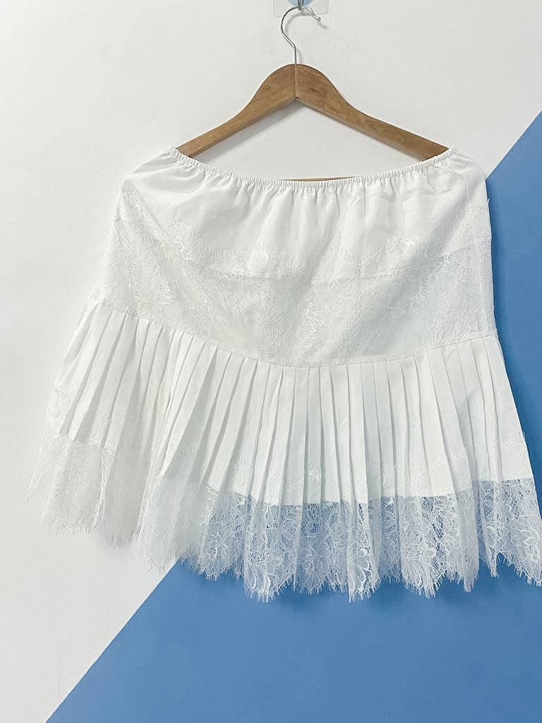 Viviane Lace Slip Skirt in White