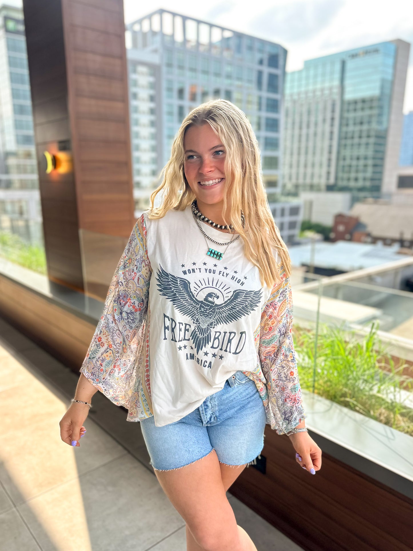 Freebird Flowy Sleeve Graphic