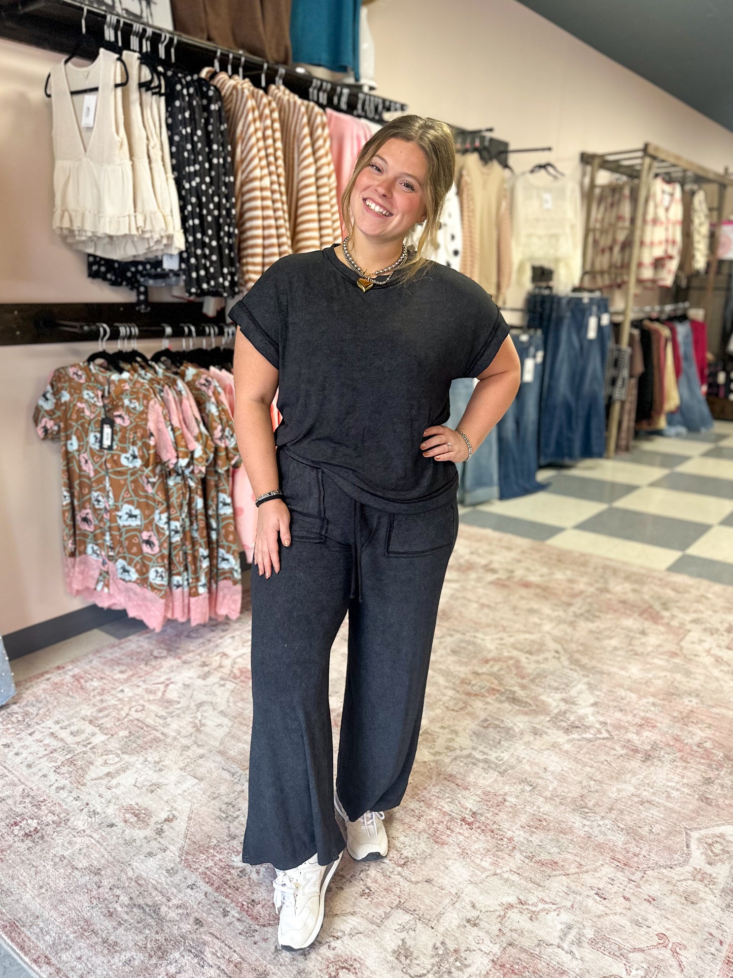 Black Vintage Washed Lounge Set