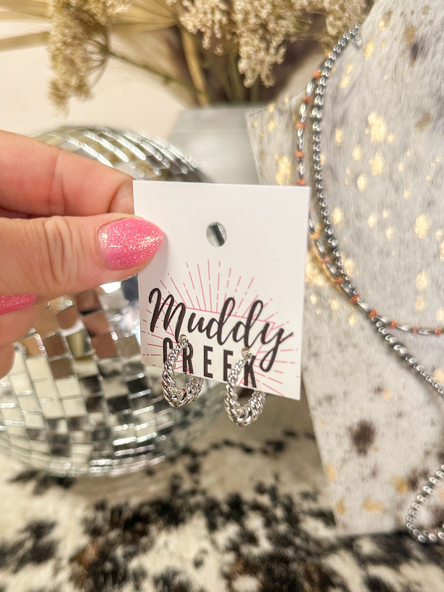 Louise Silver Hoops: White Gold Dipped