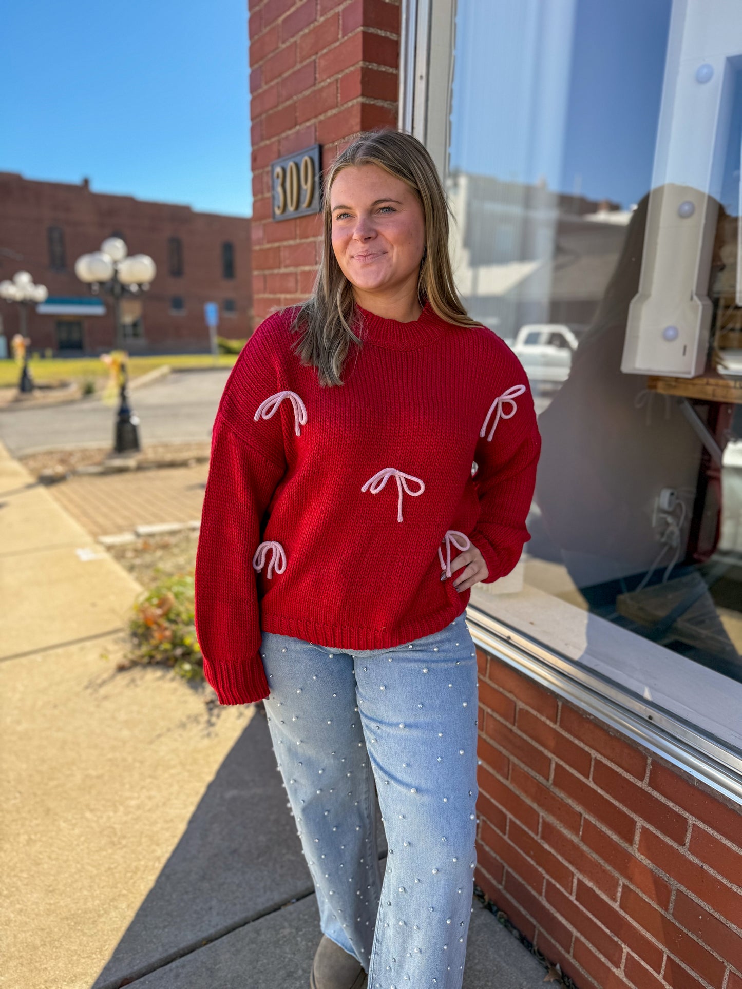 Pink Bow Christmas Sweater