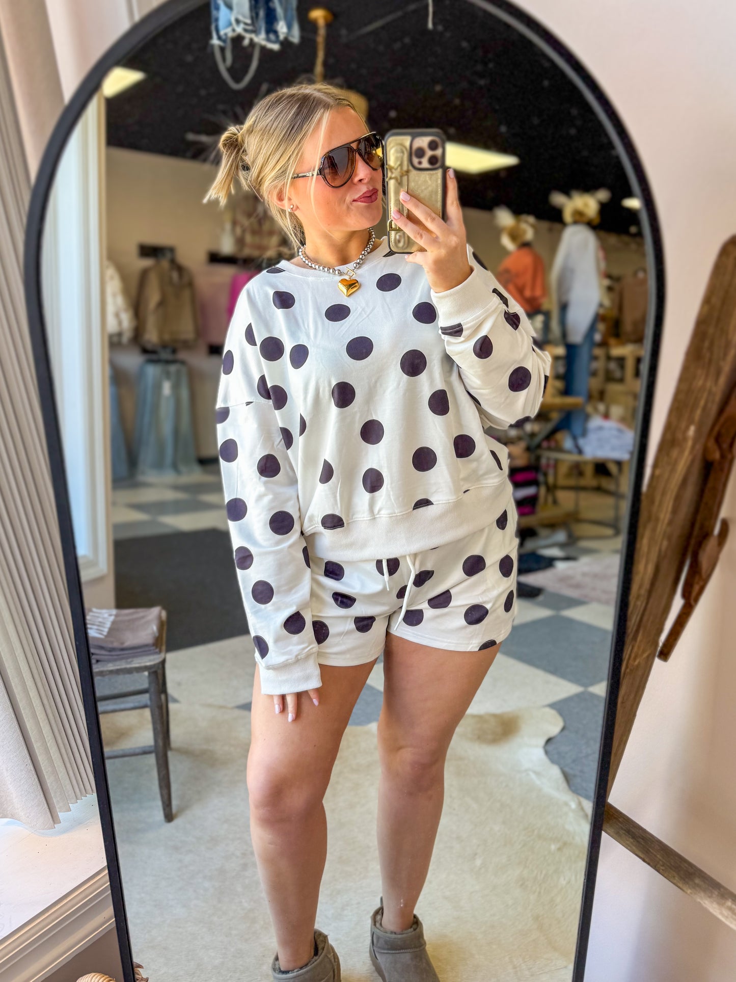 Darlin Dottie Set in Black/Cream