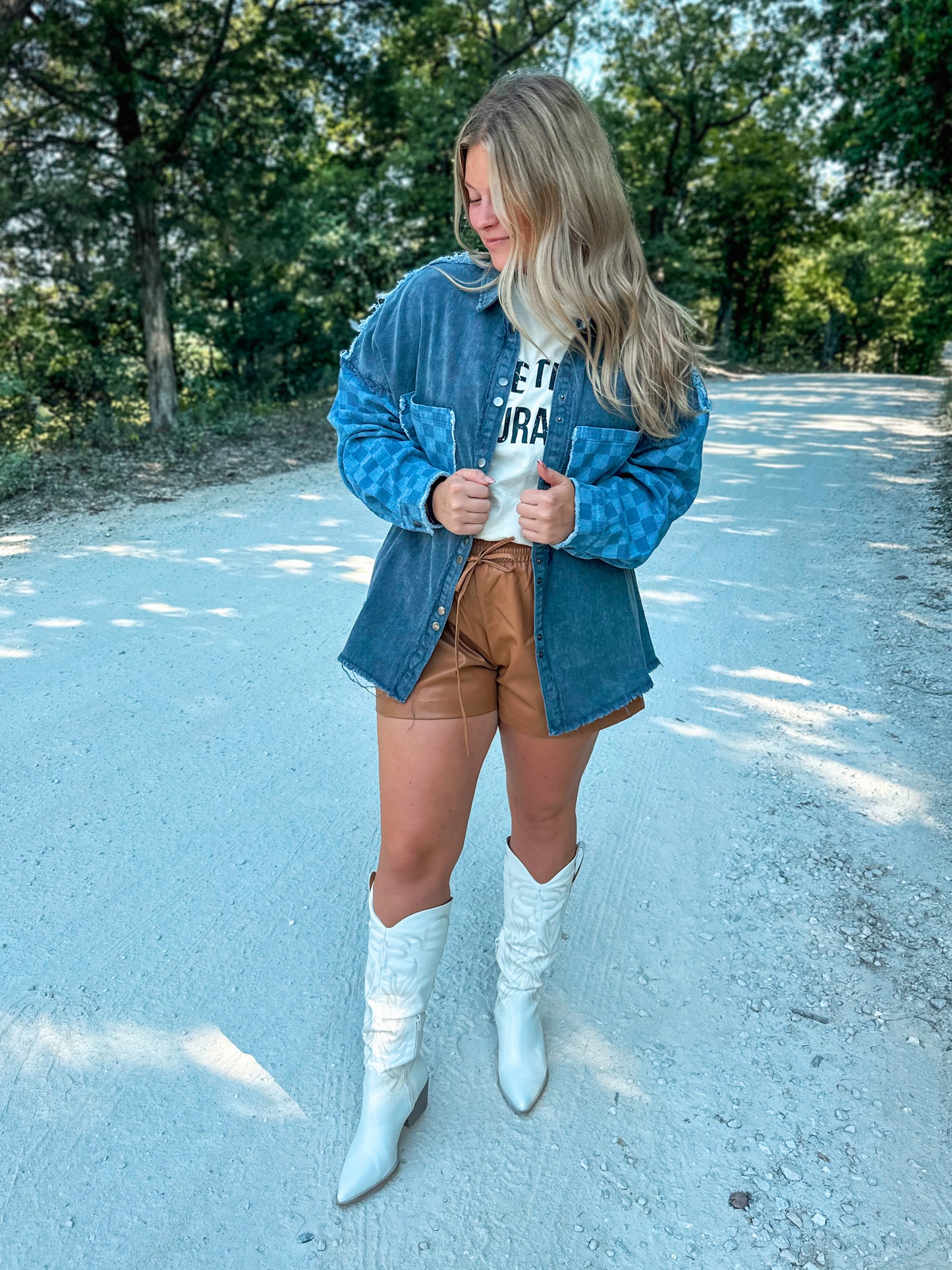 Hallie Checkered Denim Jacket