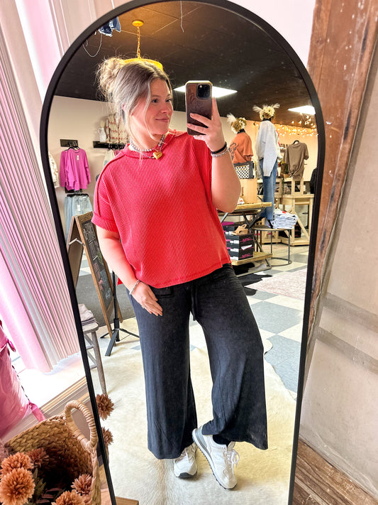 Ruby Ribbed Cuff Sleeve Top