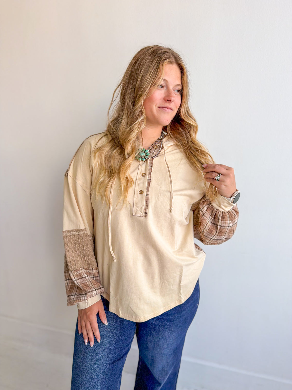 Cozy Knitted Hoodie in Cream