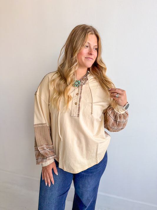 Cozy Knitted Hoodie in Cream