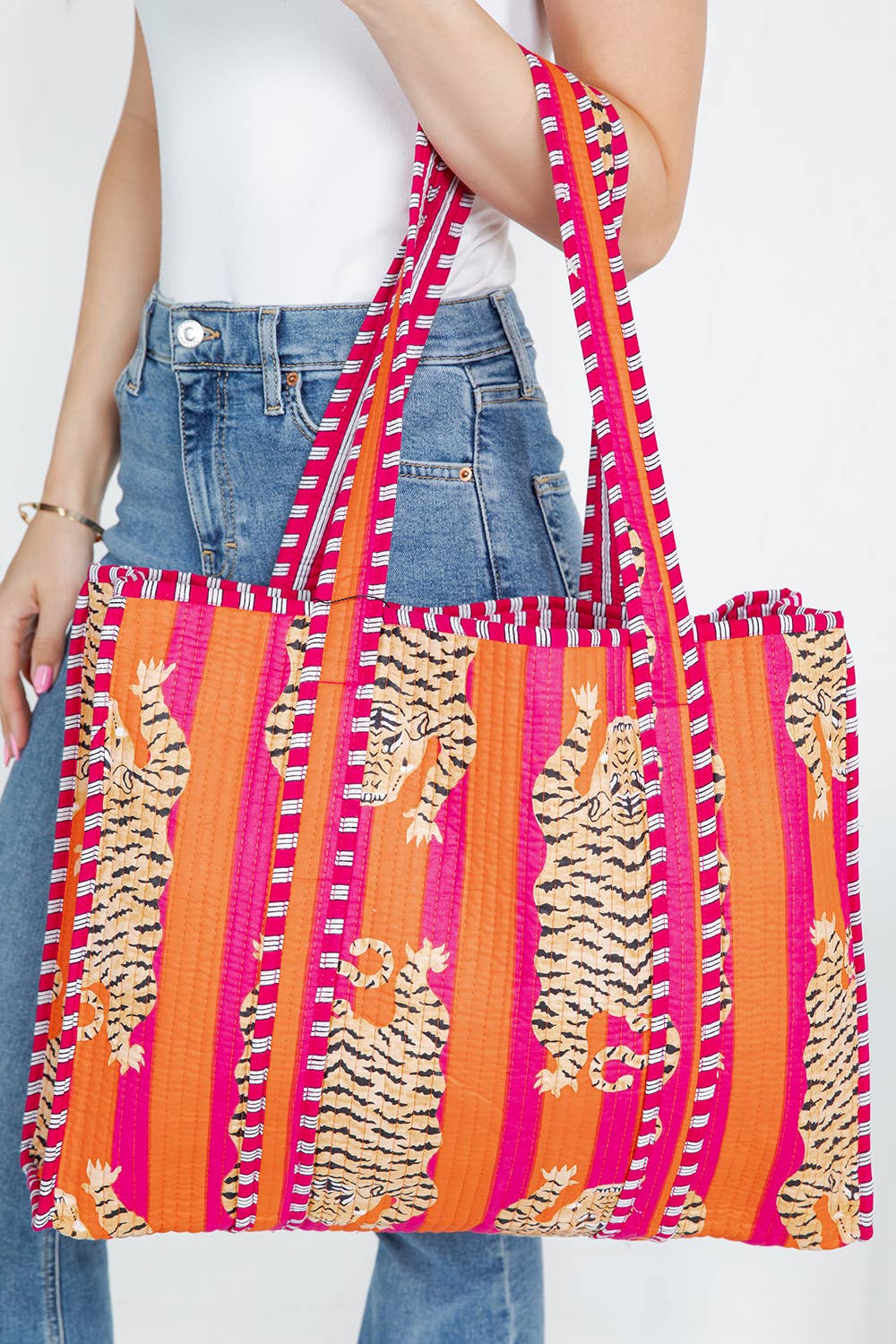 Tiger Quilted Tote Bag