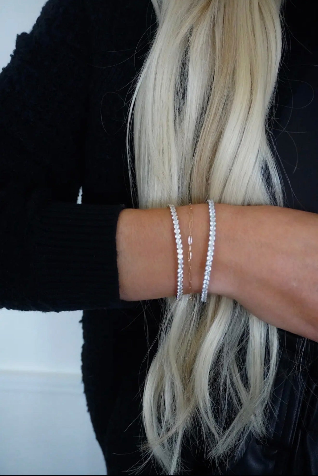 Stretchy Tennis Bracelet in Silver