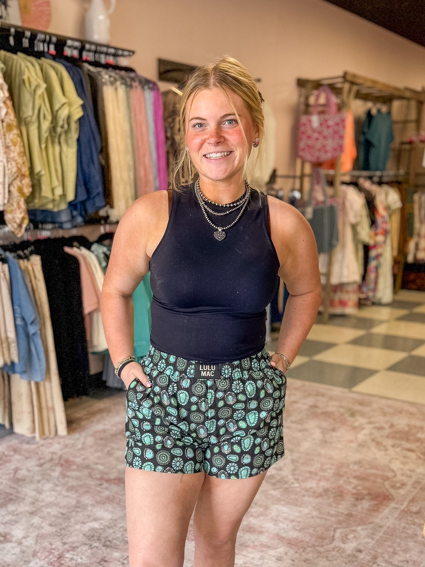 Lulu Mac Turquoise Concho Boxer Shorts
