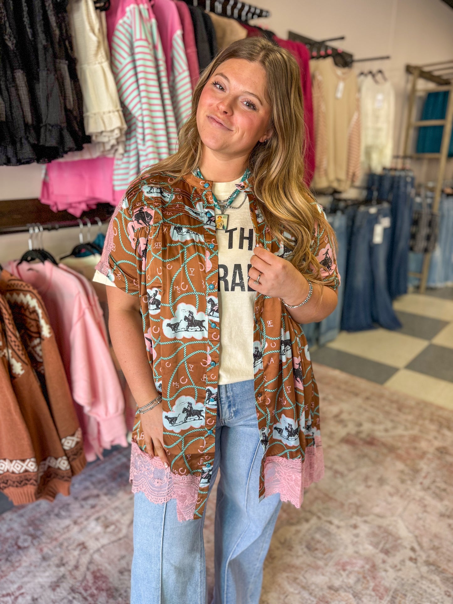 Blushin' Bronco Tunic Top