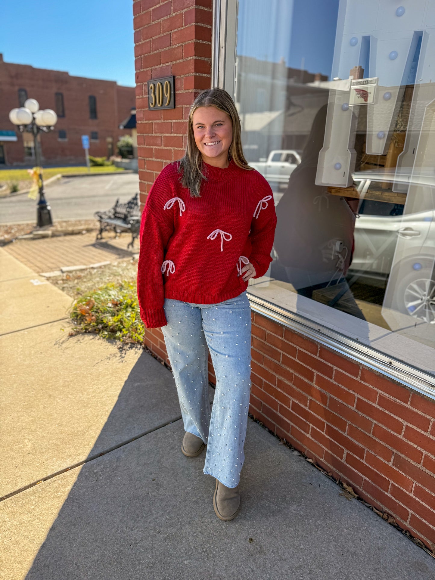 Pink Bow Christmas Sweater