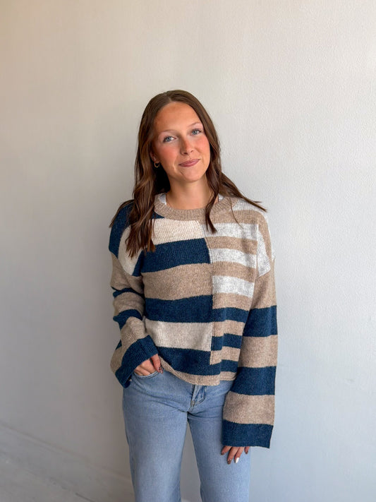 Blue Bird Color block Sweater