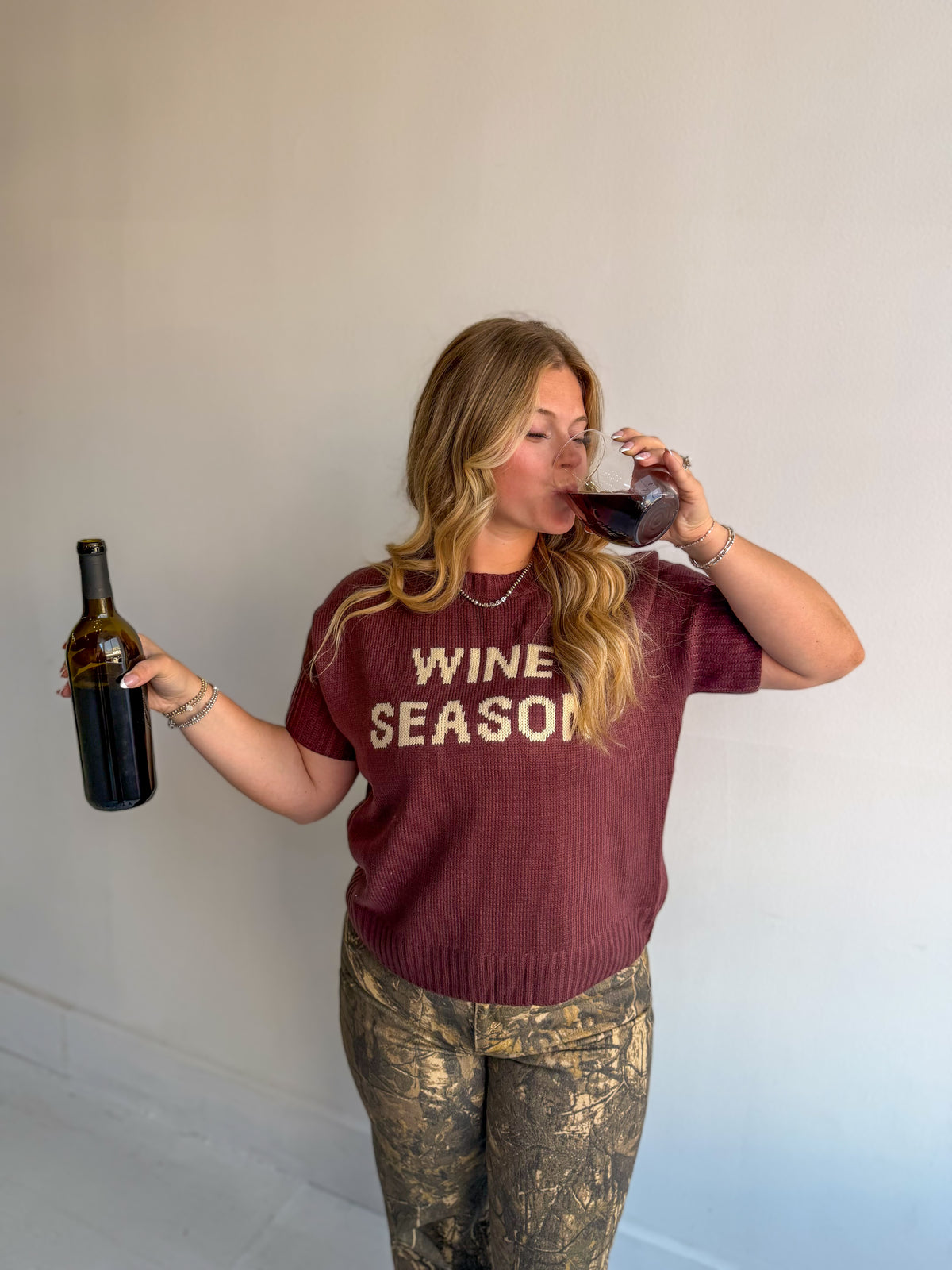 Wine Weather Short Sleeve Sweater