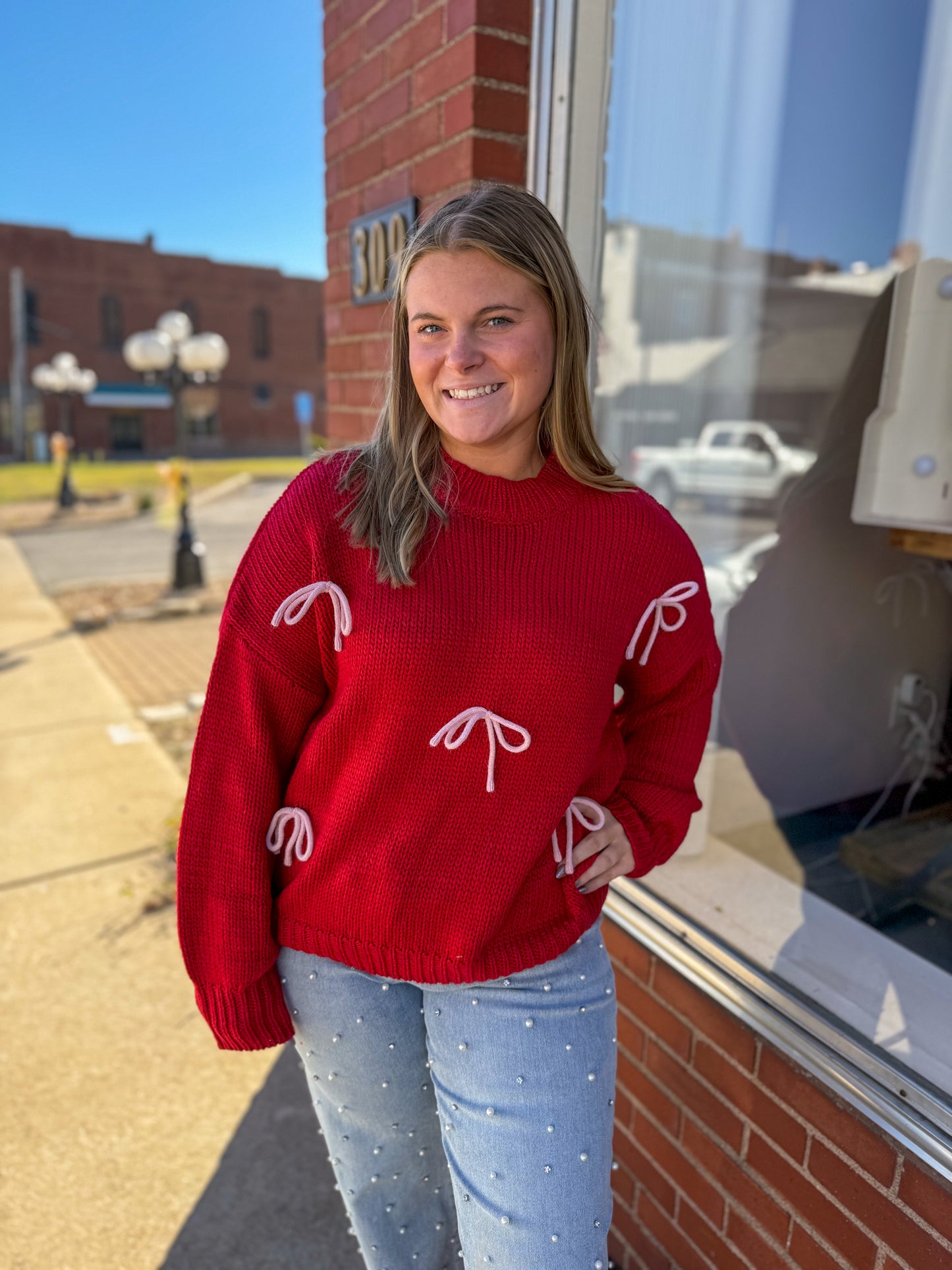Pink Bow Christmas Sweater