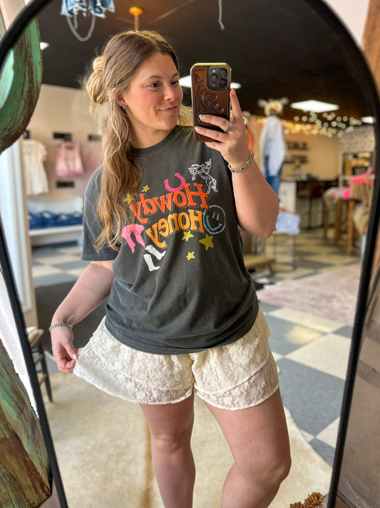 Layered Ruffle Lace Shorts in Cream