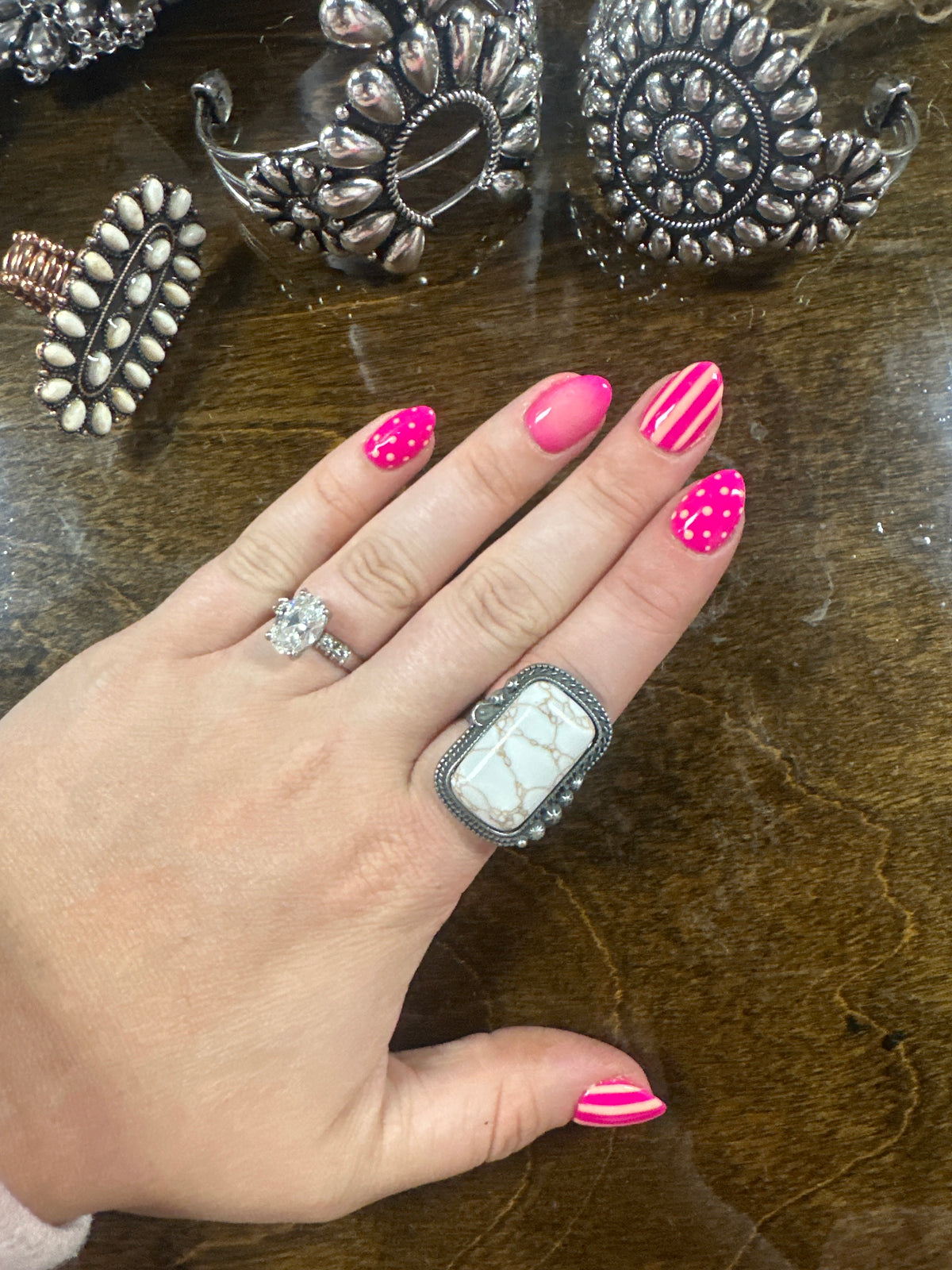 White Buffalo Adjustable Ring in Silver