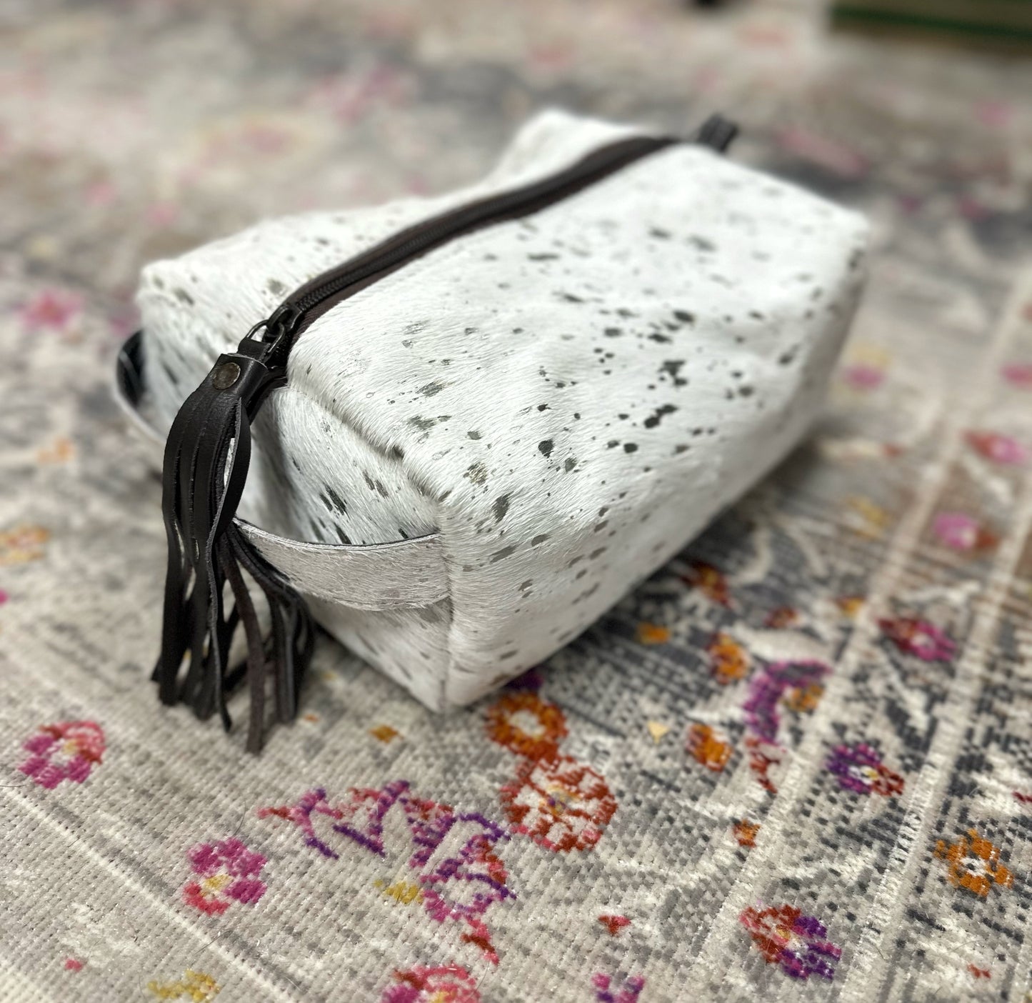 The Bonnie: Authentic Cowhide Makeup Bag