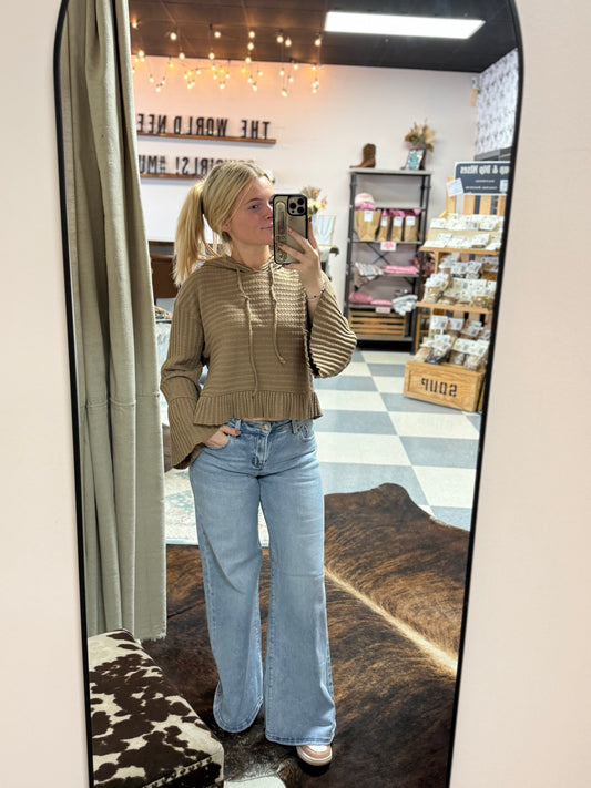RISEN Low Rise Wide Legged Shimmer Jeans