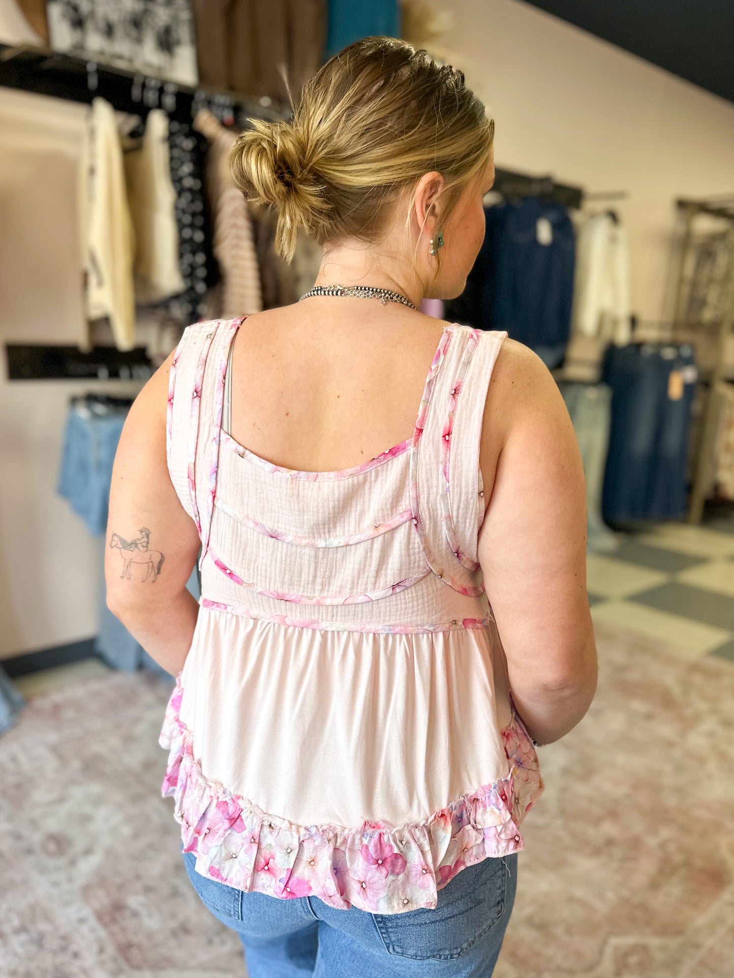 Blush Boho Floral Tank