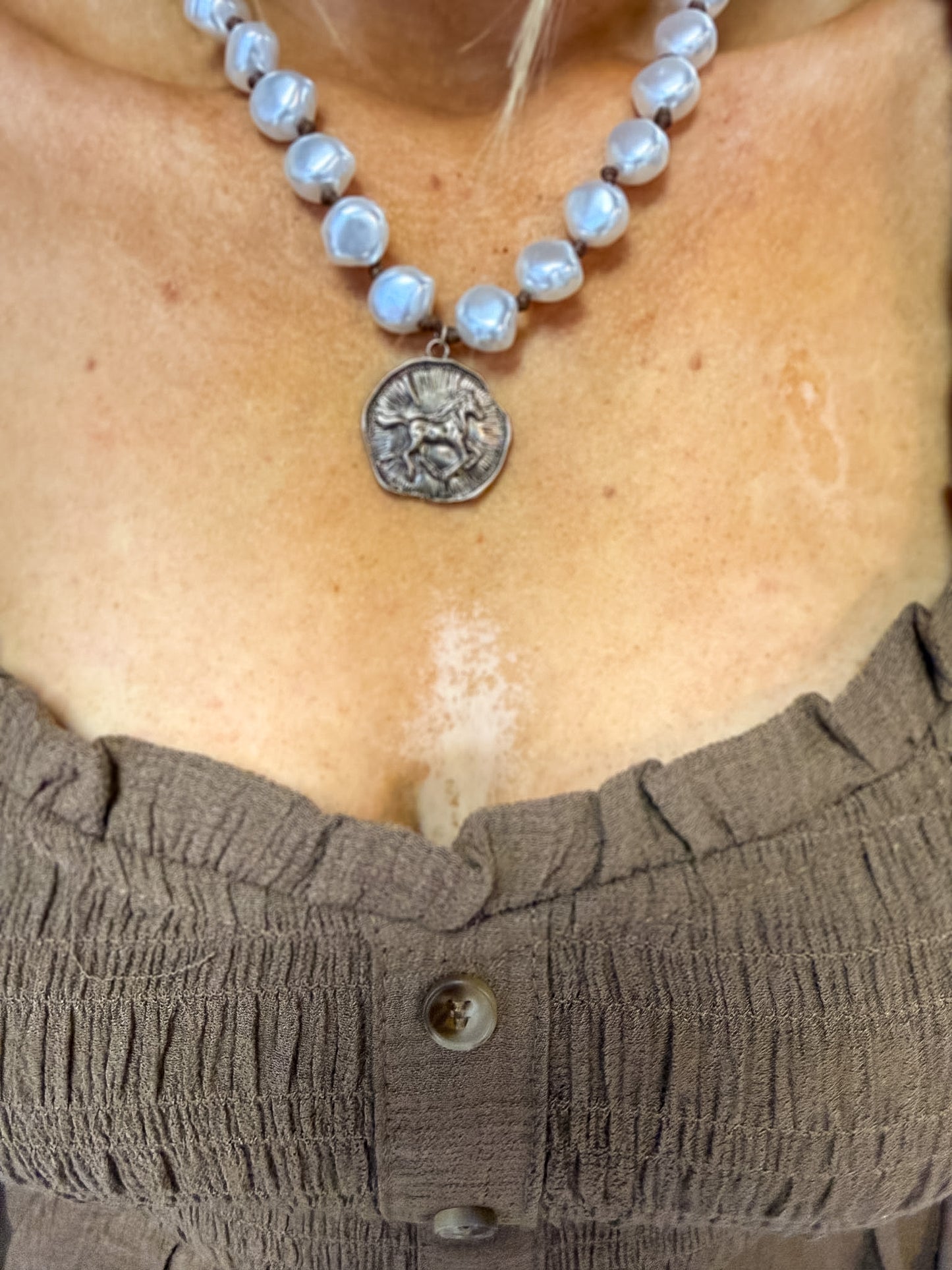 Pearly Pony Coin Necklace
