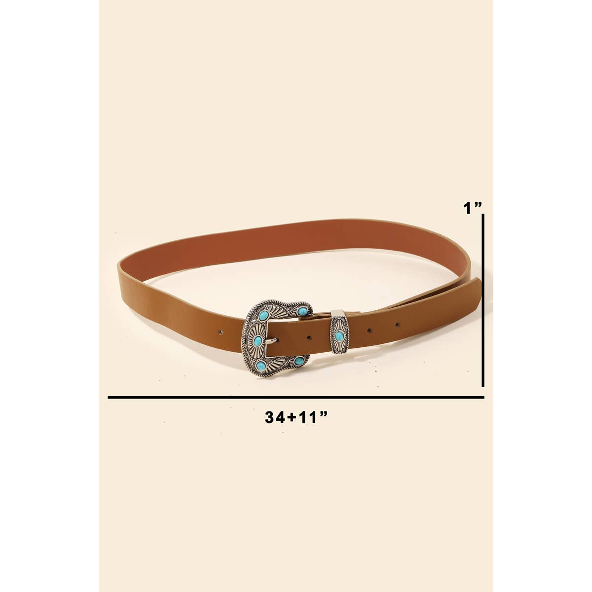 Turquoise Stud Buckle Faux Leather Belt: BR