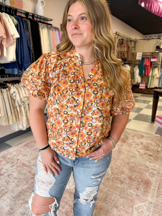 Apricot Floral Blouse