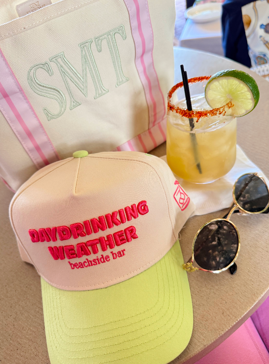 Day Drinking Weather - Lime Green Trucker Hat