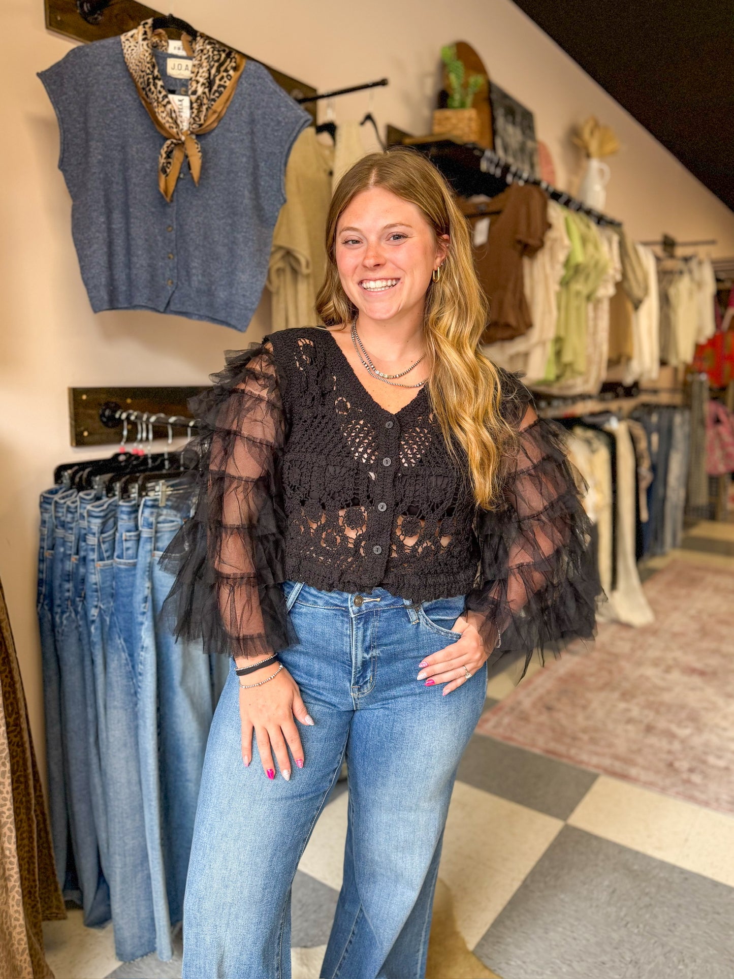 Billie Ruffle Crochet Top
