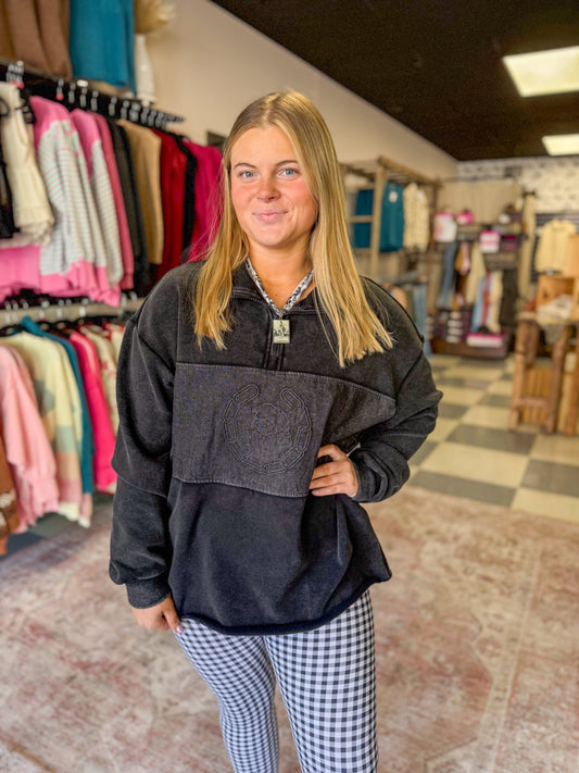 Double Take Stamped Quarter Zip in Midnight