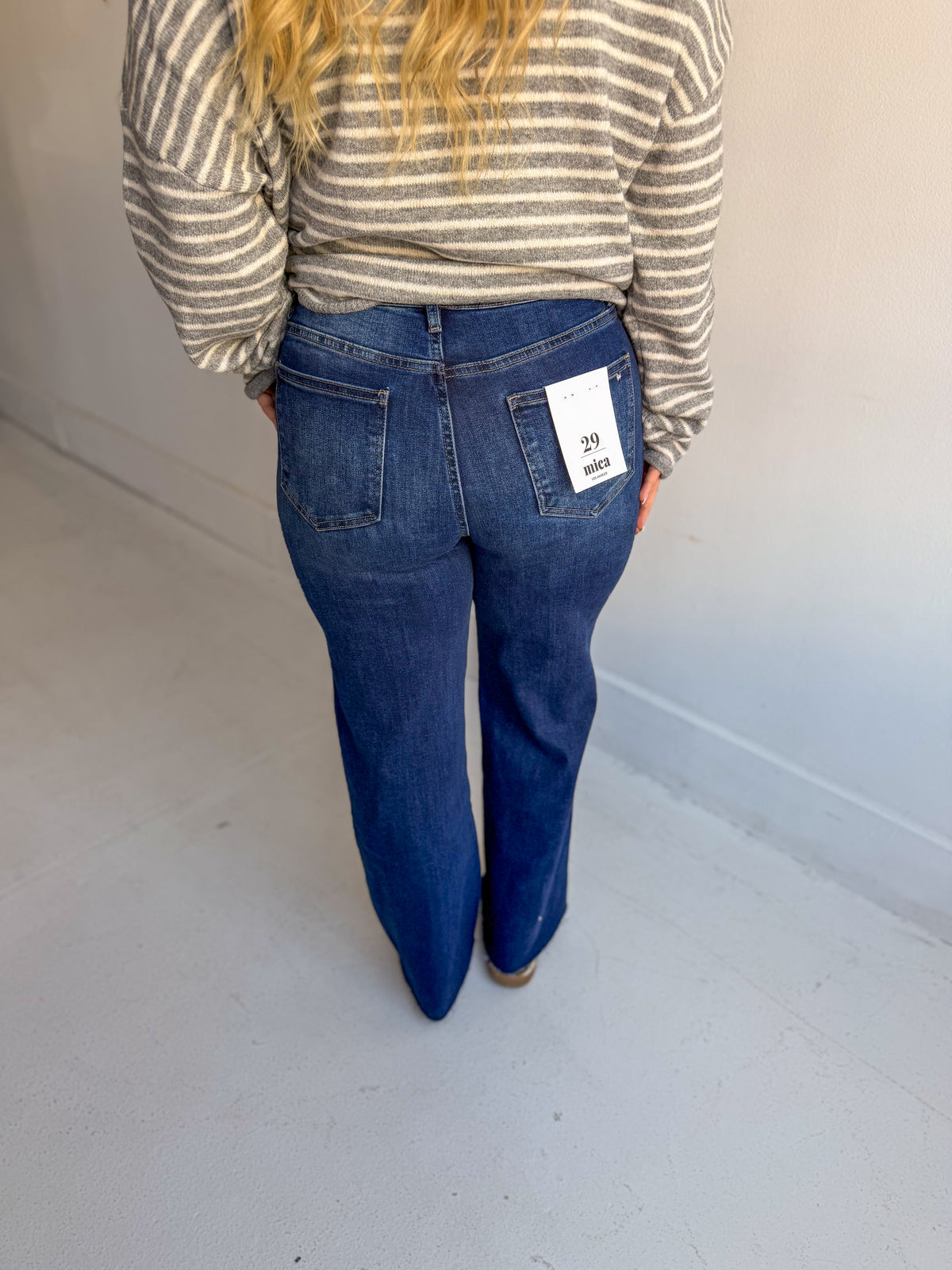 Mica: Dark Wash High Rise Wide Leg Jeans