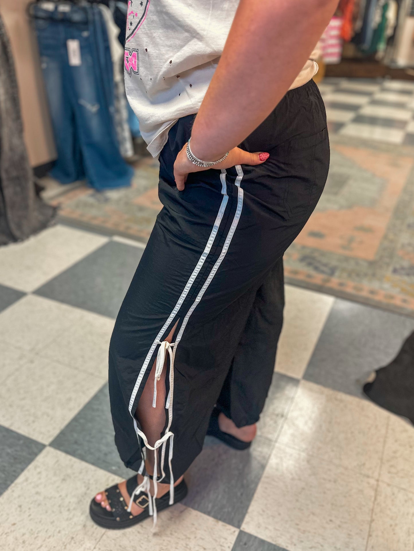 Side Stripe Track Joggers with Ties