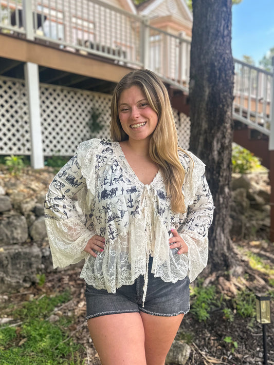 Wild West Front Tie Blouse