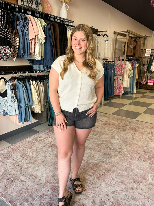 Claire Button Sweater Vest in White