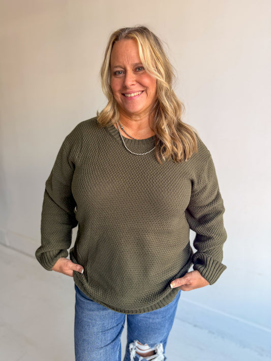 CURVY: Olivia Sweater in Dark Olive