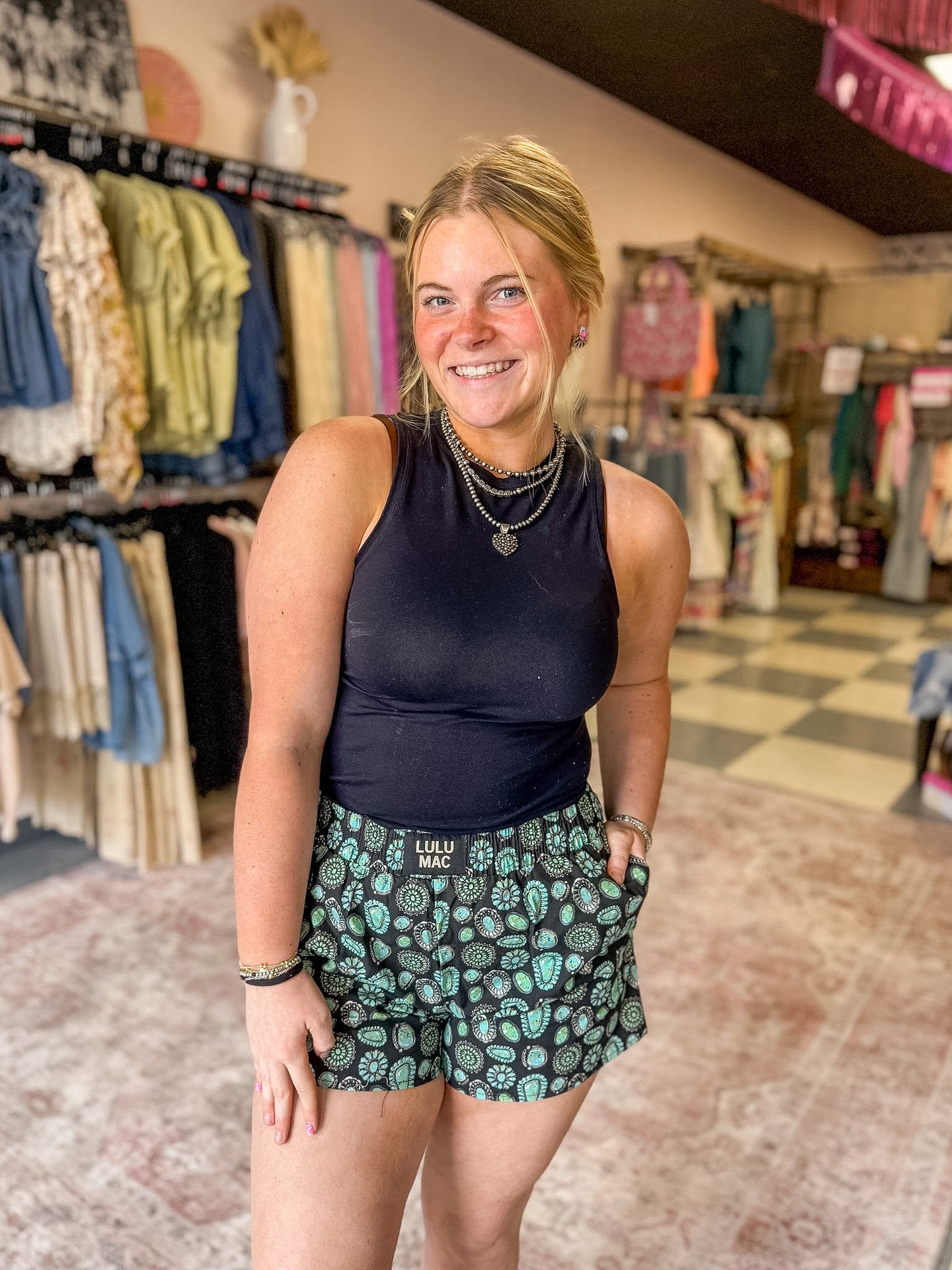 Lulu Mac Turquoise Concho Boxer Shorts