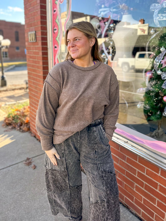 Mocha Brushed Melange Oversized Sweater