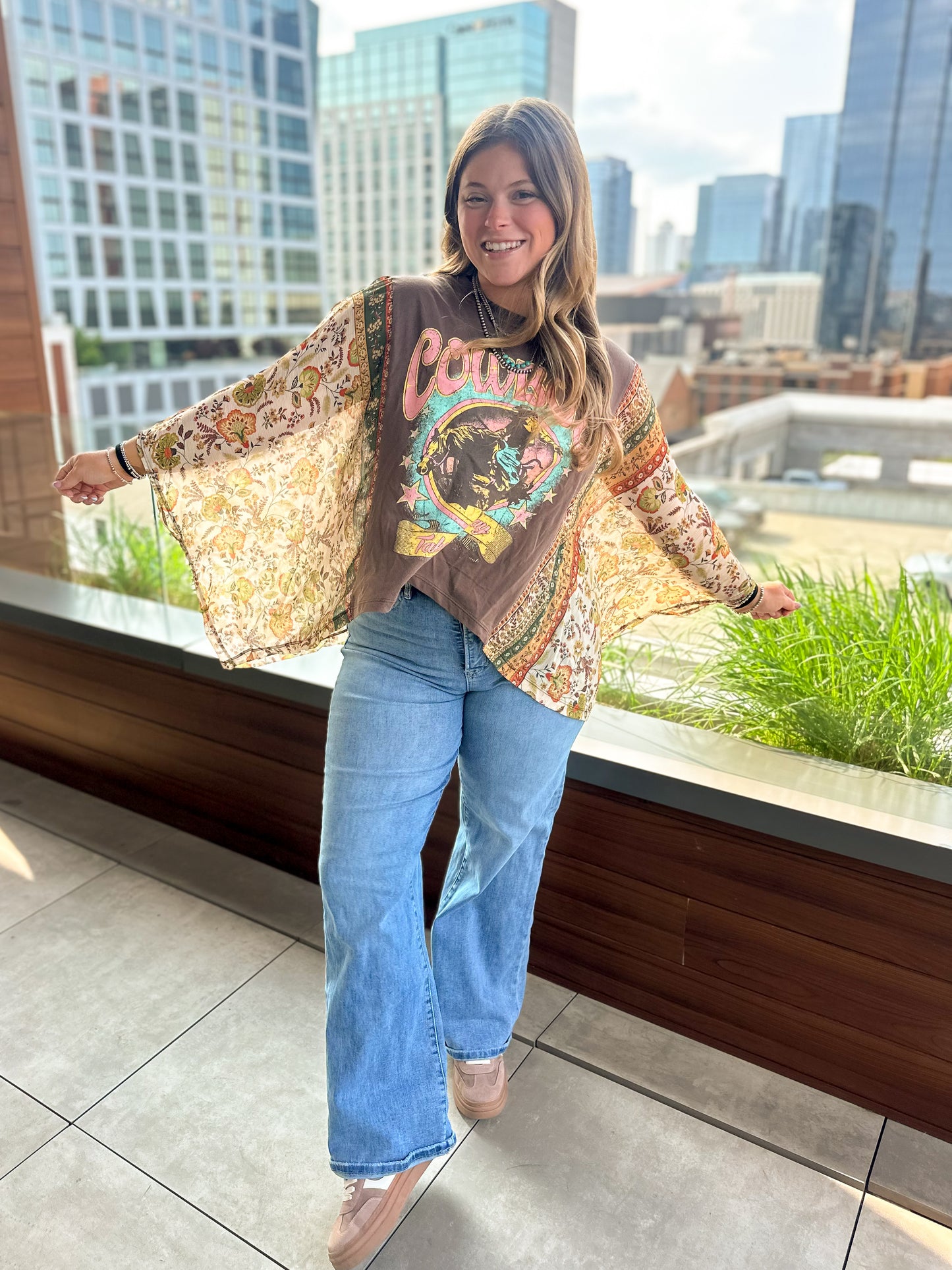 Cowboy Flowy Sleeve Graphic