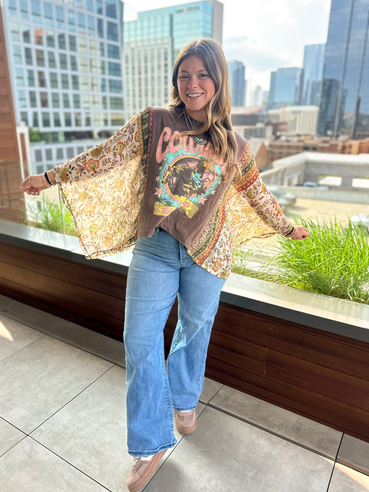 Cowboy Flowy Sleeve Graphic