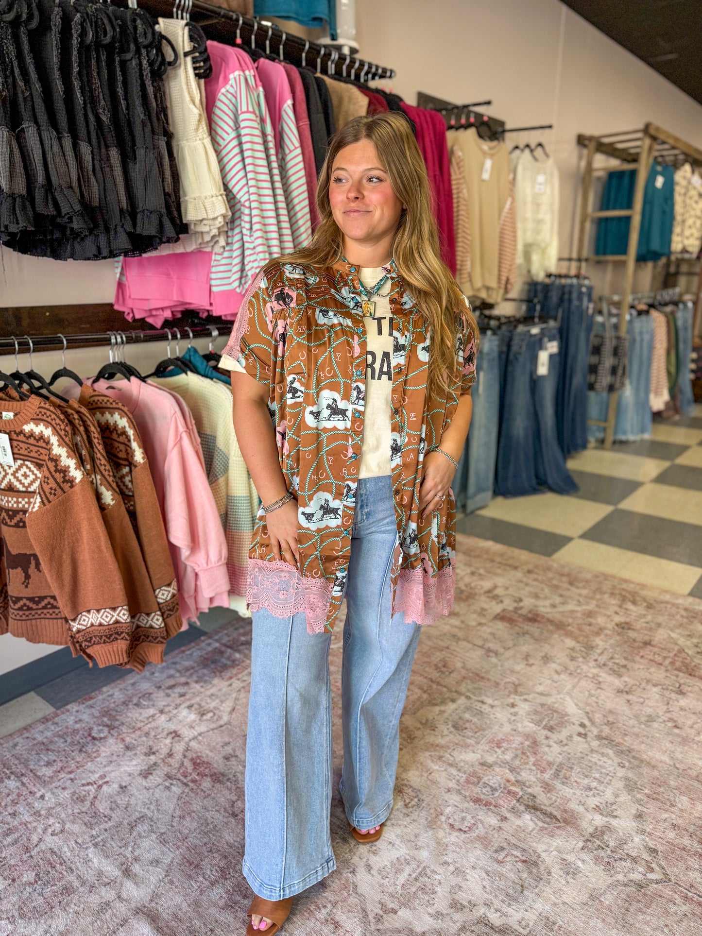 Blushin' Bronco Tunic Top