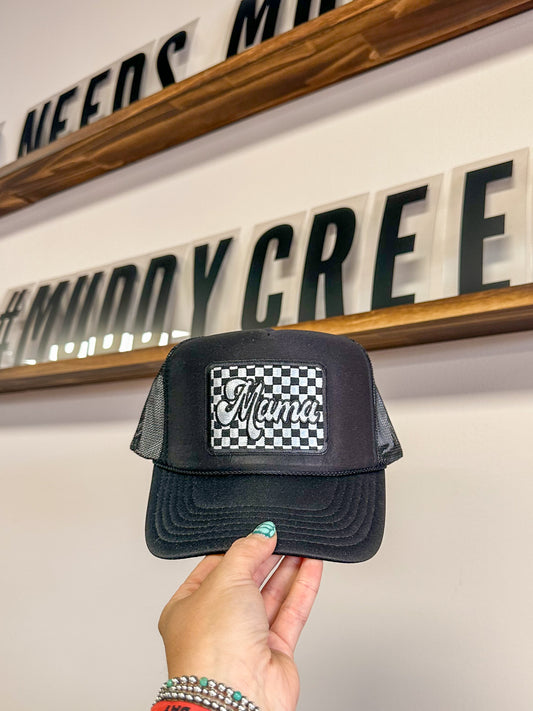 Mama Checkered Trucker Hat